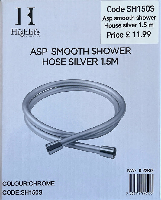 ASP Smooth Shower Hose Silver 1.5M CODE SH150S