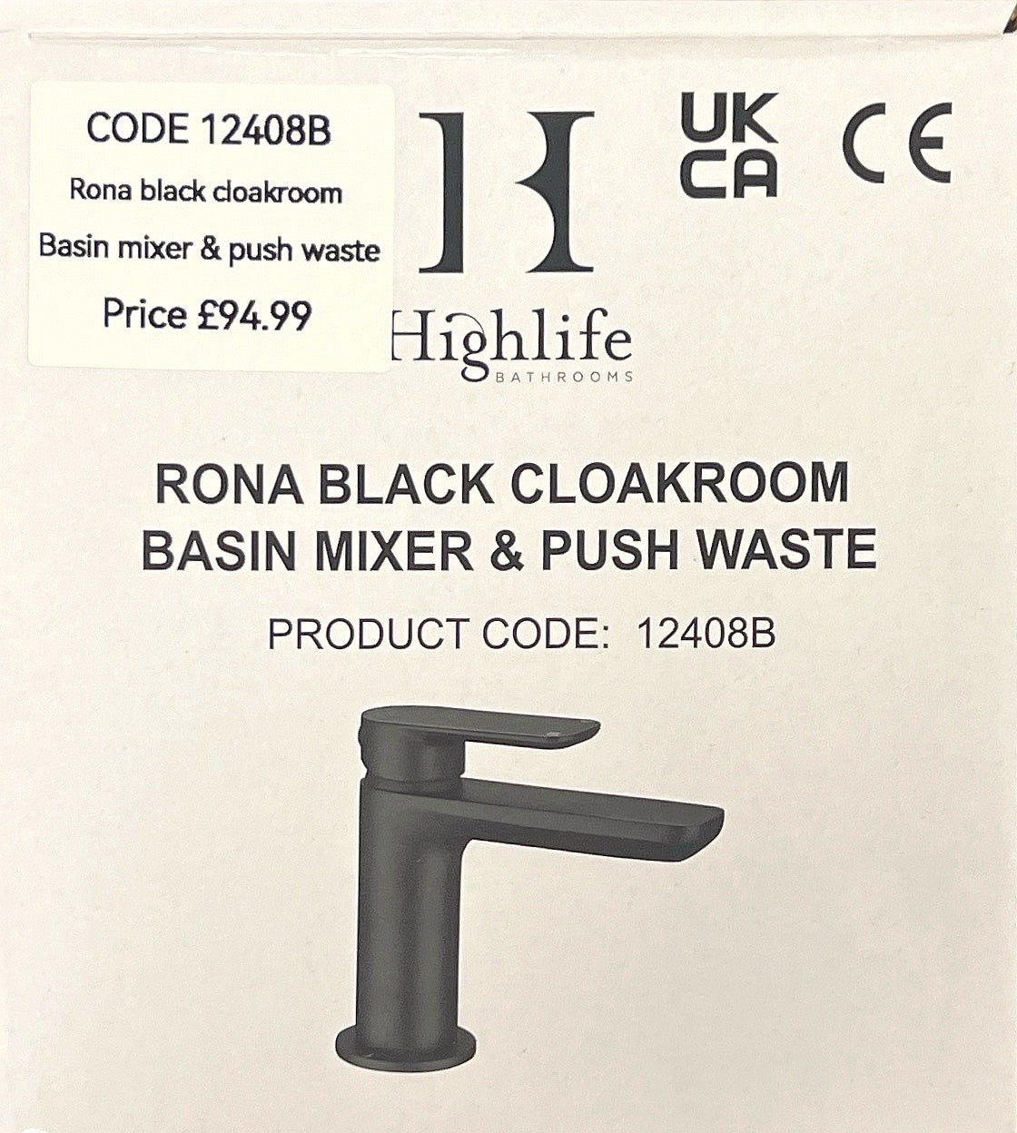 RONA BLACK BASIN MIXER CODE 12408B